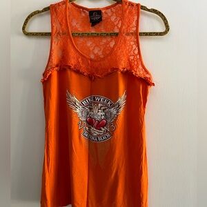 Never used orange 2013 Daytona Beach BIKE WEEK sleeveless tshirt.